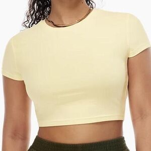 Aritzia TNA Oritz Yellow Cotton Crop Tee